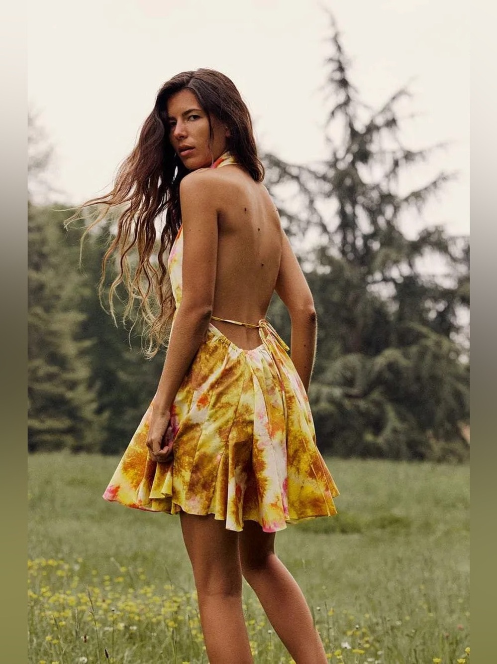 Zara Floral Cami Tapered Waist V-Neck Mini Dress - Picture 2 of 6